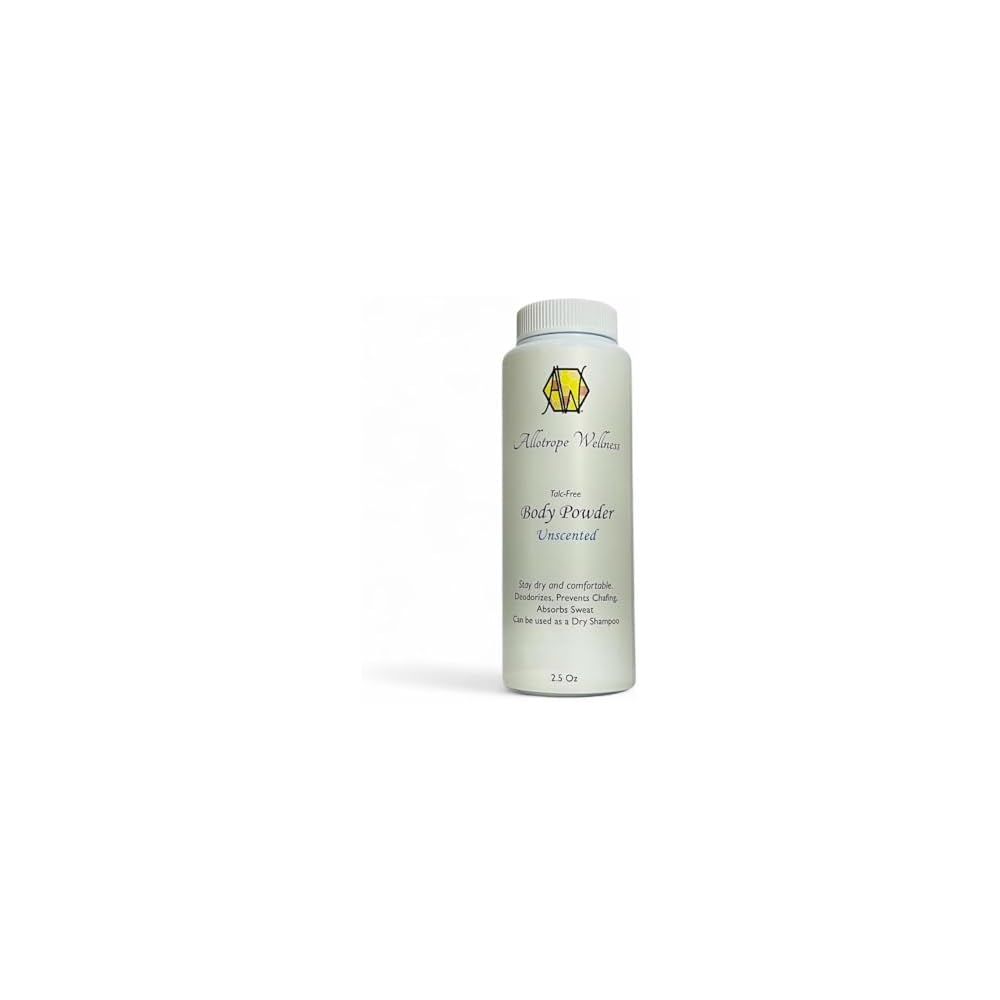 Allotrope Wellness Body Powder Talc-Free Deodorizing Anti-Chafe Powder, All Natural Ingredients, Unscented, Fragrance Free