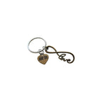 Bronze Love Infinity Charm Keychain & Heart Tag Engraved with 8 Tally Marks, For Couples 8 Year Anniversary
