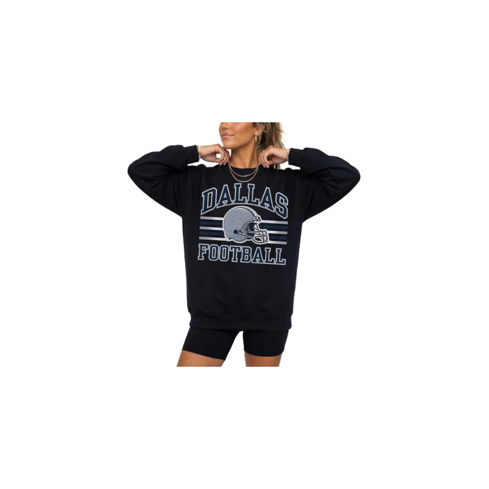 Distressed Dallas Football Sweatshirt – Vintage Retro College Style Gridiron Graphic Pullover Top