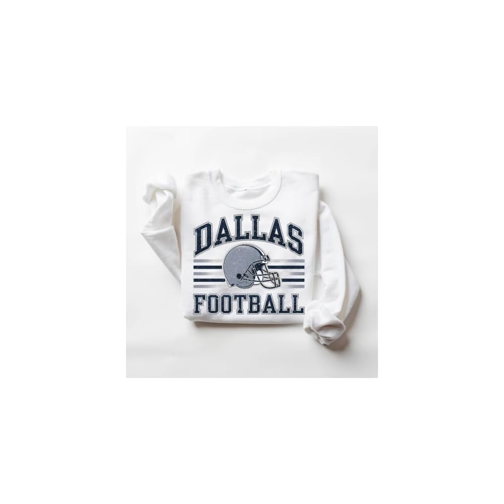 Distressed Dallas Football Sweatshirt – Vintage Retro College Style Gridiron Graphic Pullover Top