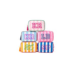 Personalized Embroidered Striped Cosmetic Bag with Name, Custom Waterproof Toiletry Pouch with Tassel, Travel Makeup Case for bridesmaid, Mahjong Tile Bag Gift for Birthday Bachelorette Party Favor