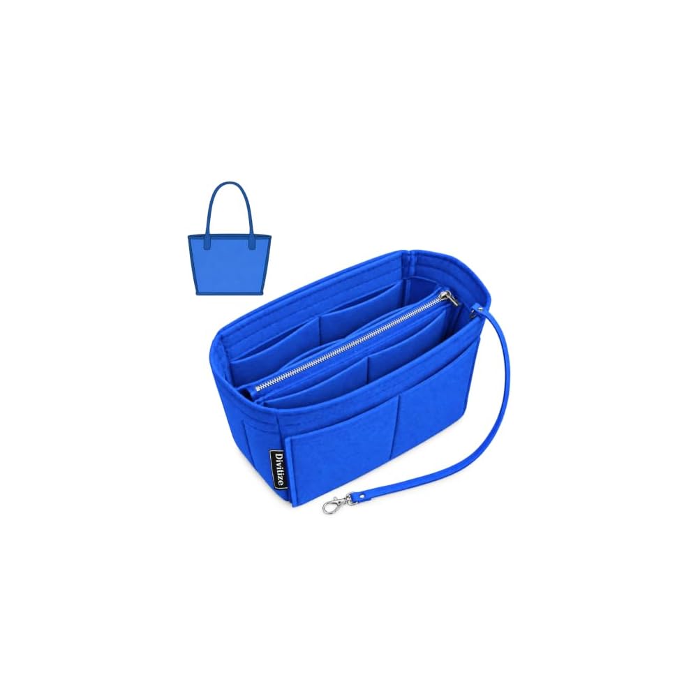 Divitize Premium Purse Organizer compatible with Anjou Mini/PM/GM Bag Insert — with Silver Zip Perfect Fit, Durable Quality Felt, Full Coverage No Bulking, +24 Shades (Azure Blue, For Anjou Mini)