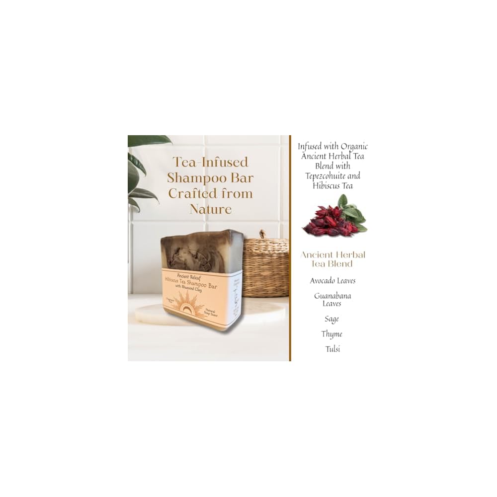 Hibiscus Tea Shampoo Bar, with Rhassoul Clay, Tallow, Fragrance-Free, Cleansing, Nourishing, Refreshing, Volumizing, Hydrating 1 Bar. 5oz.