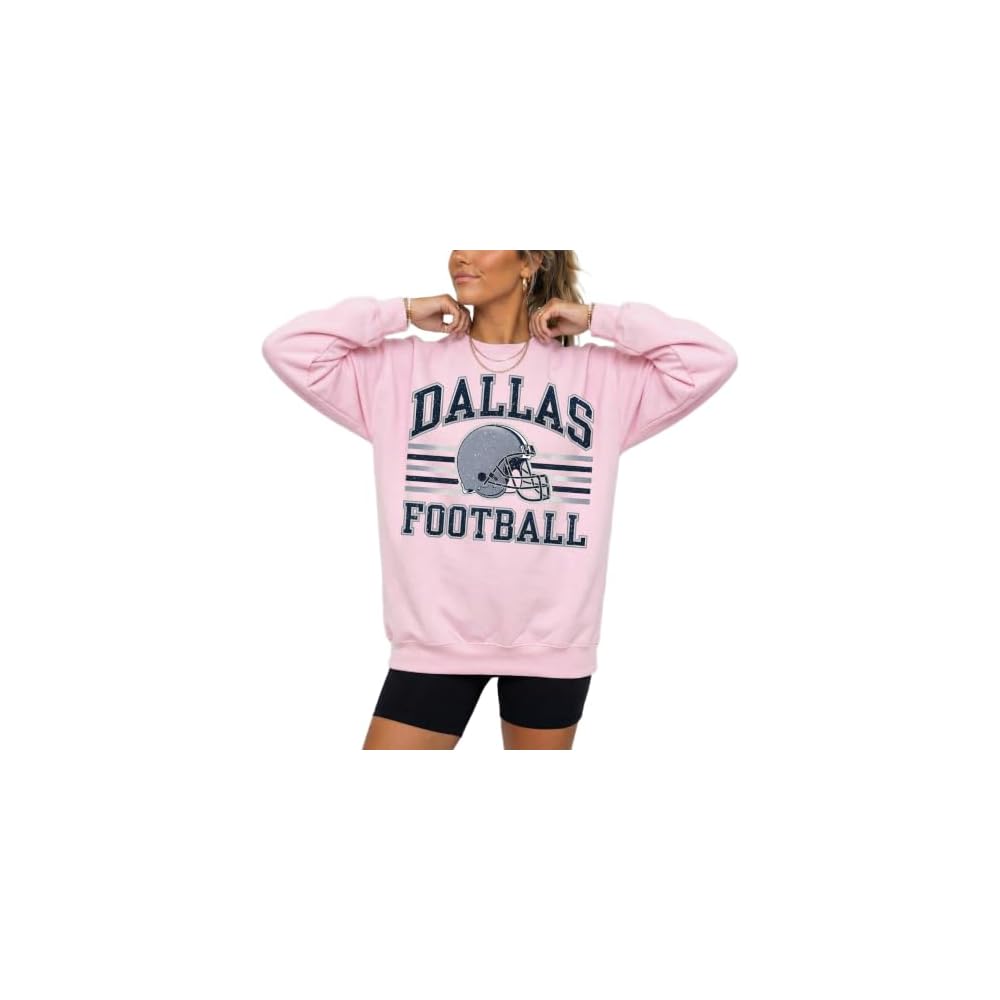 Distressed Dallas Football Sweatshirt – Vintage Retro College Style Gridiron Graphic Pullover Top