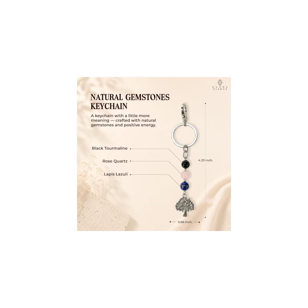 KARMAPLEDGE Tree of Life Crystal Bag Charm Keychain Gift for Women and Men
