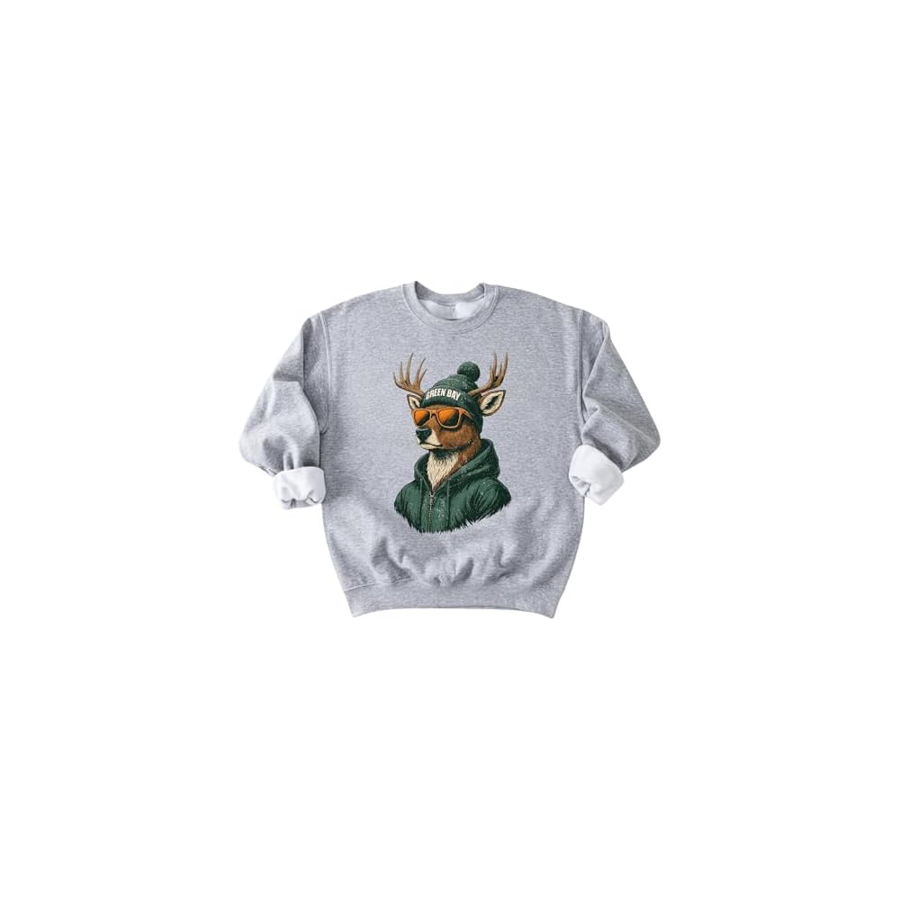 Green Bay Mascot Sweatshirt | Cool Vintage Look Deer Graphic | Unisex Crewneck Pullover | Game Day Style