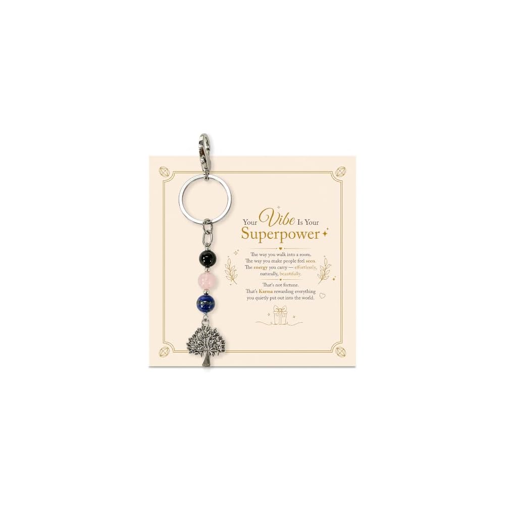 KARMAPLEDGE Tree of Life Crystal Bag Charm Keychain Gift for Women and Men