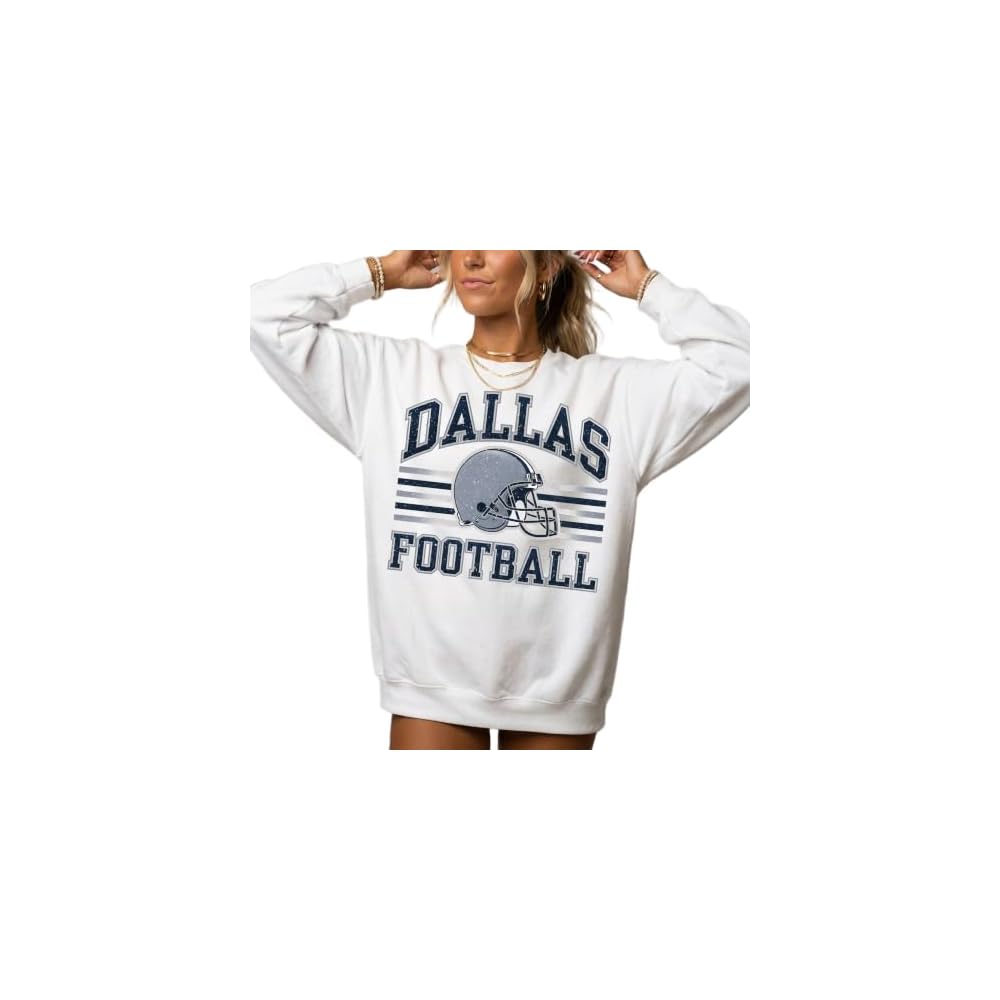 Distressed Dallas Football Sweatshirt – Vintage Retro College Style Gridiron Graphic Pullover Top