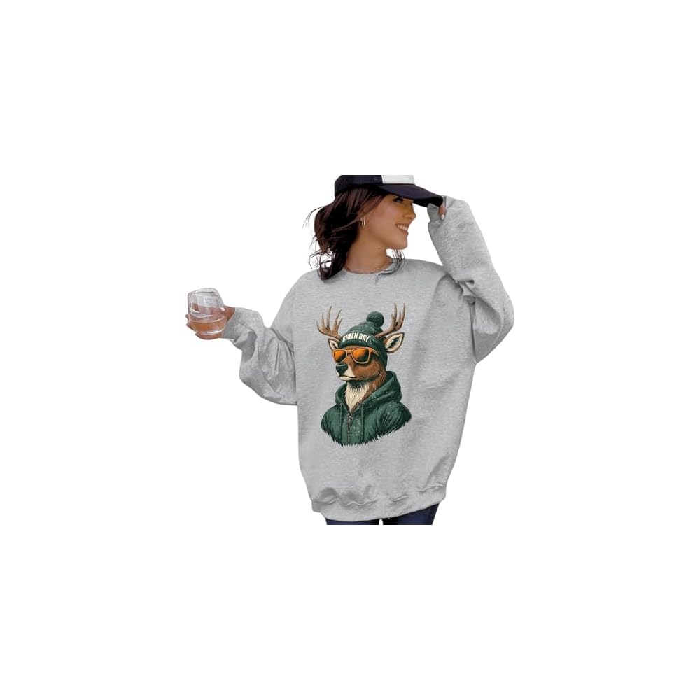 Green Bay Mascot Sweatshirt | Cool Vintage Look Deer Graphic | Unisex Crewneck Pullover | Game Day Style