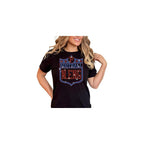 Rhinestone Shirt, Football Team Design Shirt for Fans, Casual Sports Apparel