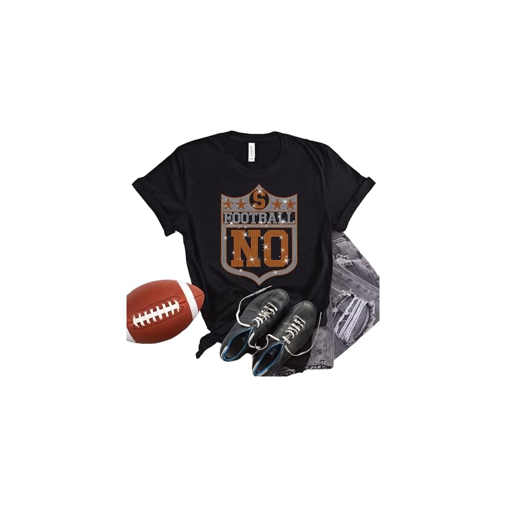 Rhinestone Shirt, Football Team Design Shirt for Fans, Casual Sports Apparel