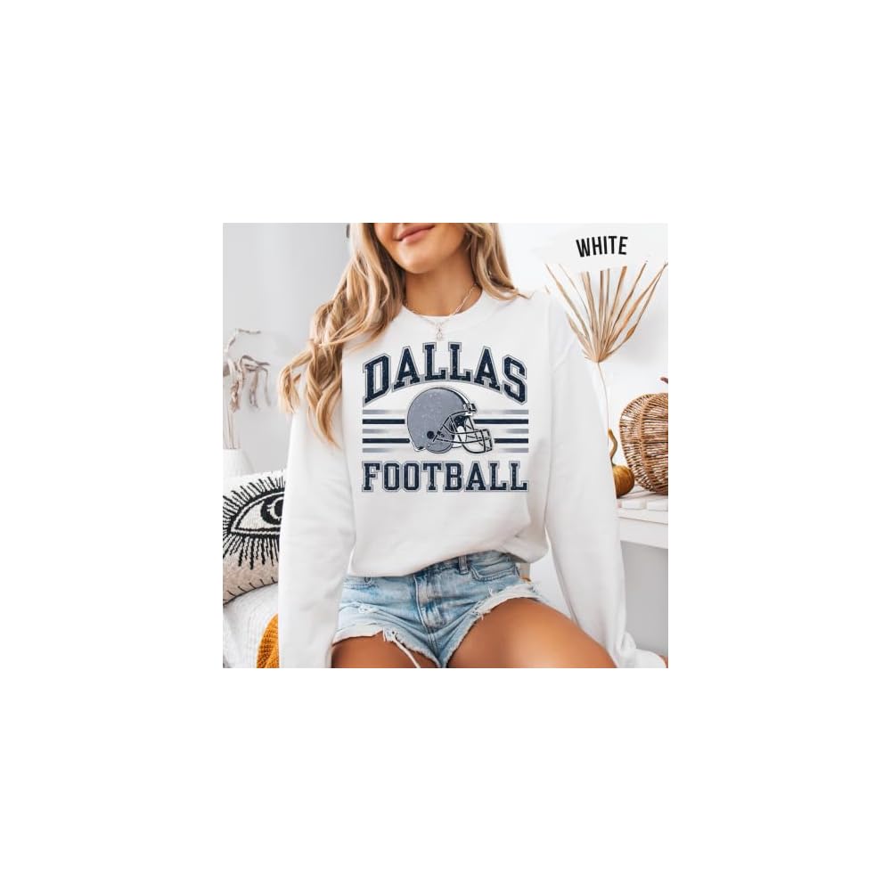 Distressed Dallas Football Sweatshirt – Vintage Retro College Style Gridiron Graphic Pullover Top