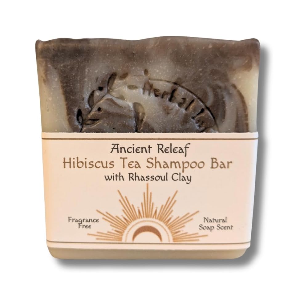 Hibiscus Tea Shampoo Bar, with Rhassoul Clay, Tallow, Fragrance-Free, Cleansing, Nourishing, Refreshing, Volumizing, Hydrating 1 Bar. 5oz.