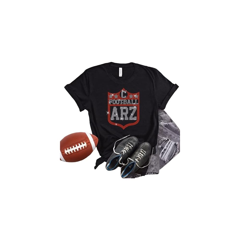 Rhinestone Shirt, Football Team Design Shirt for Fans, Casual Sports Apparel