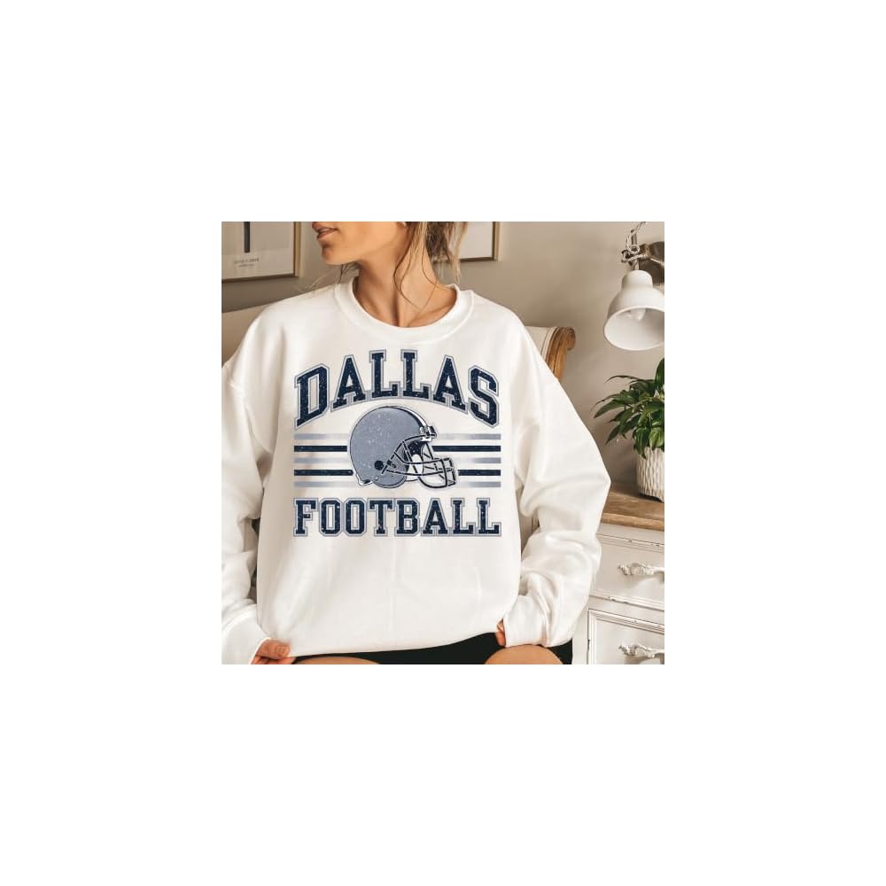 Distressed Dallas Football Sweatshirt – Vintage Retro College Style Gridiron Graphic Pullover Top