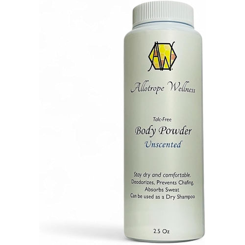 Allotrope Wellness Body Powder Talc-Free Deodorizing Anti-Chafe Powder, All Natural Ingredients, Unscented, Fragrance Free