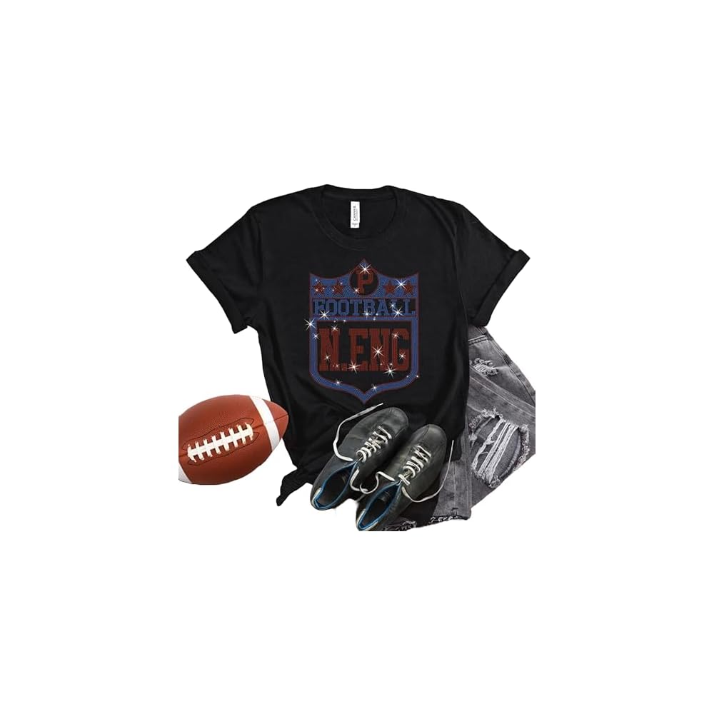 Rhinestone Shirt, Football Team Design Shirt for Fans, Casual Sports Apparel