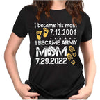 Proud Army Mom, Proud Became Army Dad, Custom Soldier's Name Shirt for Military Family T-Shirt, Long Sleeve, Hoodie.