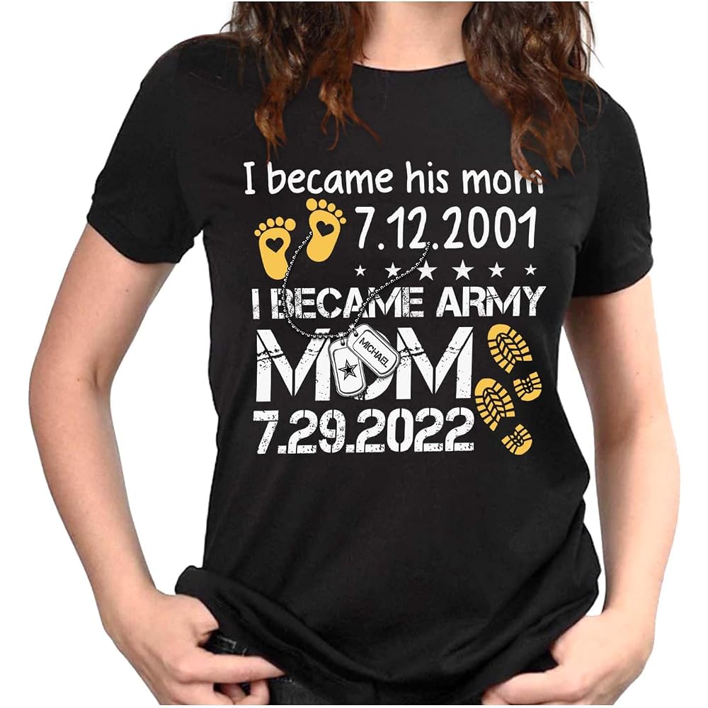 Proud Army Mom, Proud Became Army Dad, Custom Soldier's Name Shirt for Military Family T-Shirt, Long Sleeve, Hoodie.