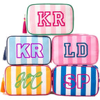 Personalized Embroidered Striped Cosmetic Bag with Name, Custom Waterproof Toiletry Pouch with Tassel, Travel Makeup Case for bridesmaid, Mahjong Tile Bag Gift for Birthday Bachelorette Party Favor
